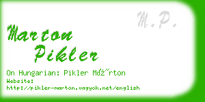 marton pikler business card